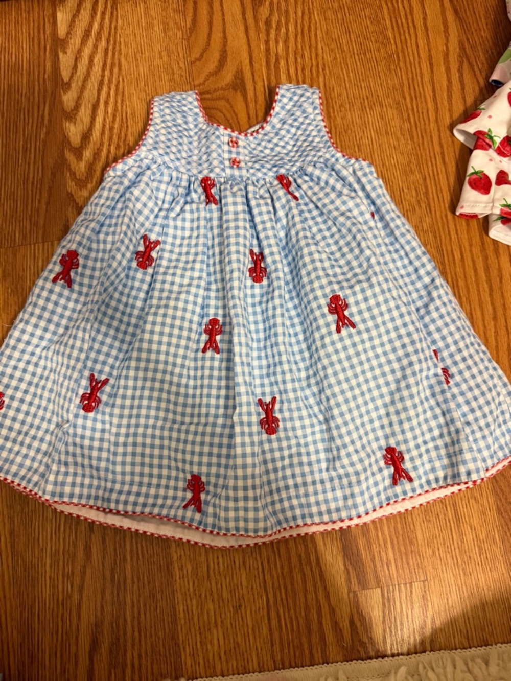 Cotton Kids Lobster Embroidered Dress with Bloomers